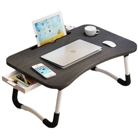 Table d'appoint pliante, table de lit pour ordinateur portable, plateau multifonctionnel noir
