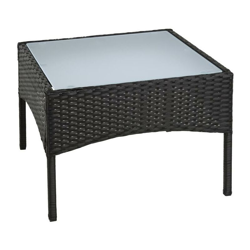 Estexo - Table de jardin avec plateau en verre 58 x 58 x 42 cm en polyrotin noir