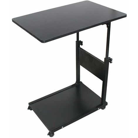 Table d'appoint portable sur roulettes - 6,5 kg - Réglable en hauteur - 50 x 35 cm - 55 à 80 cm - Noir