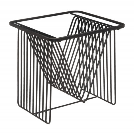 Table d'appoint porte revues "Megan" Noire Métal & Verre trempé Atmosphera