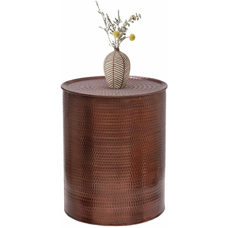 Womo-design - Table d'Appoint Porvoo Ronde Ø40x50 cm Cuivre Style Vintage Pièce Unique Fait à Main Aluminium Martelé Table Basse Orient Table Lounge