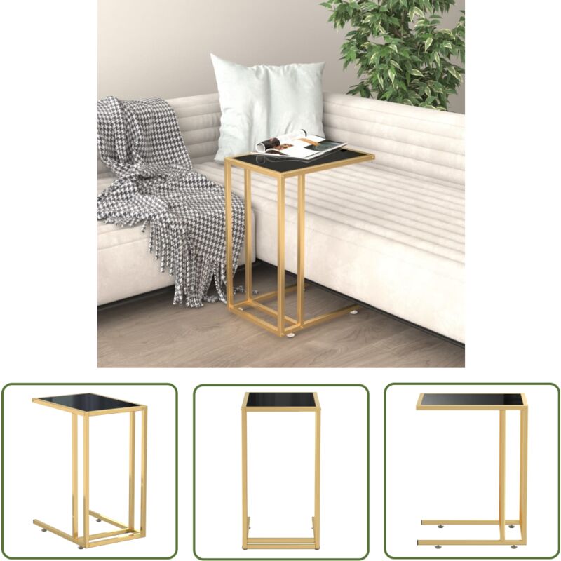 Asupermall - The Living Store Table d'appoint pour ordinateur Noir 50x35x65 cm Verre trempé - Table Basse - Table D'appoint - Meuble Design - Table