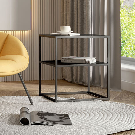 Table d'appoint Raahe acier 50 x 45 x 40 cm noir [en.casa]