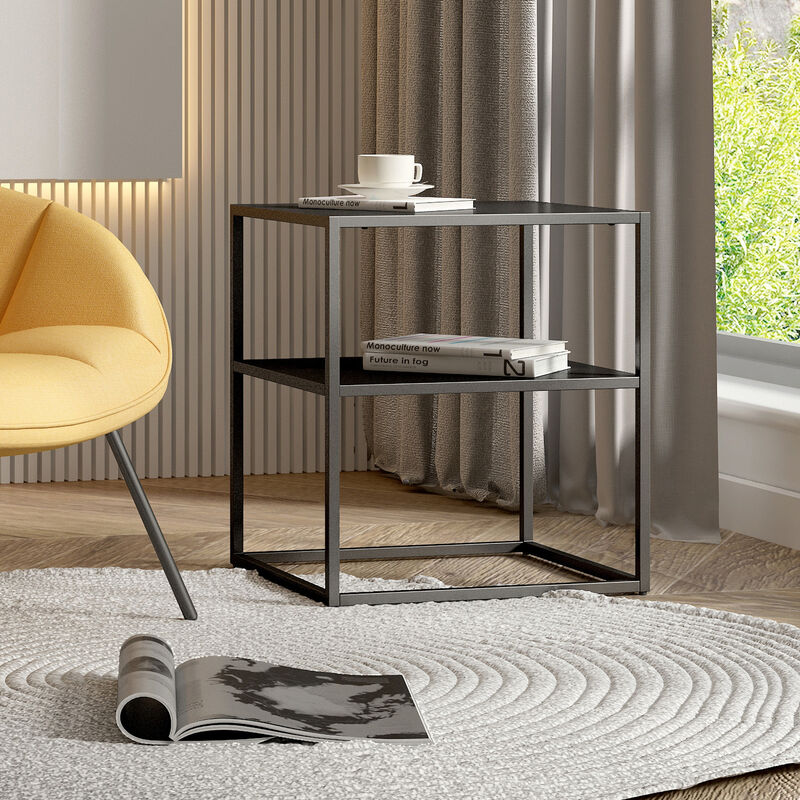 [en.casa] - Table d'appoint Raahe acier 50 x 45 x 40 cm noir