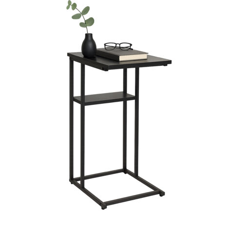 Table d'appoint Relaxdays, grande et petite surface, H x L x P 60 x 40 x 30 cm, table pour canapé et lit, métal, noir