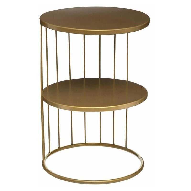 Table d'Appoint Ronde 2 Niveaux D36cm - Doré - SILUMEN