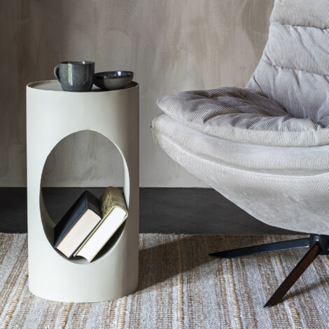 Table d'appoint ronde 30x56 cm en fer beige