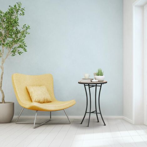 Table d’appoint ronde Ø35,5 cm, résistante intempéries, jardin/balcon/terrasse, jaune/gris
