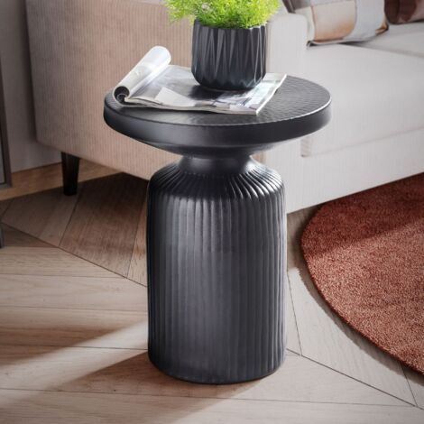 Table d'appoint ronde 40x40x50 cm en aluminium noir