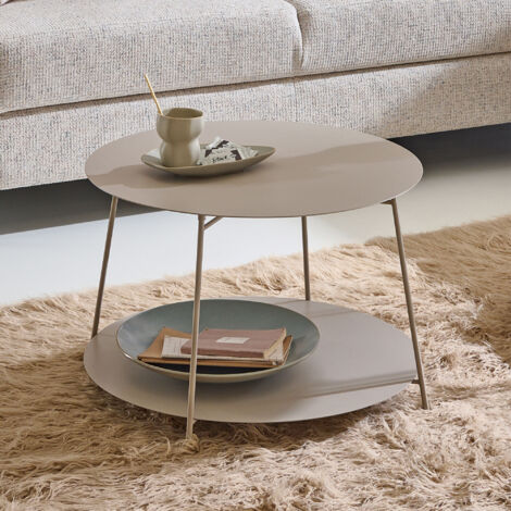 Table d'appoint ronde 40x65 cm en métal sable