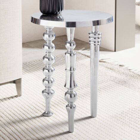 Table d'appoint ronde 44x44x63 cm en aluminium argenté