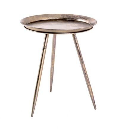 Table d'appoint ronde 44x54 cm en métal bronze antique