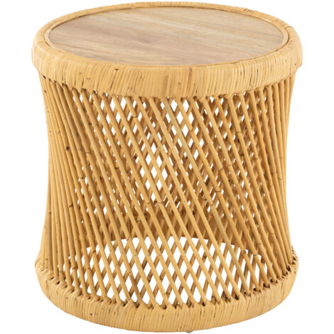Table d'appoint ronde 50 cm en roseau, rotin et bambou naturel
