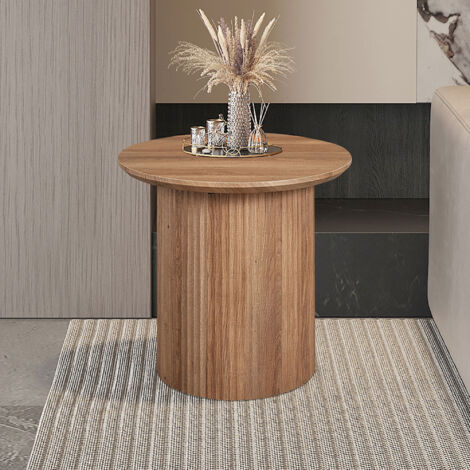 Table d'appoint ronde 50x50x46 cm décor chêne - LARON