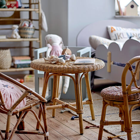 Table d'appoint ronde 53x47 cm en rotin naturel