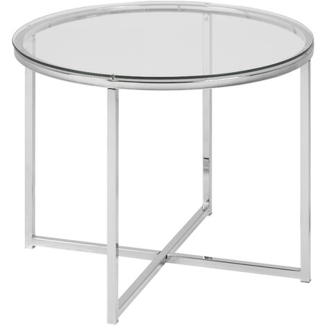 Table d'appoint ronde 55x55x45 cm en verre et métal chromé