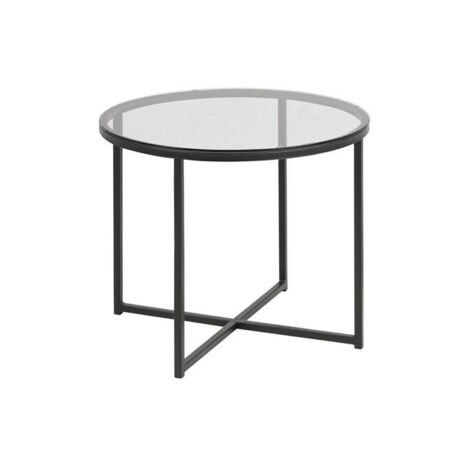Table d'appoint ronde 55x55x45 cm en verre et métal noir