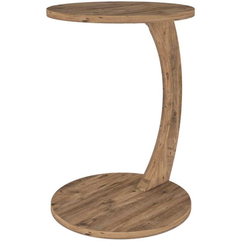 Table d'appoint ronde à roulettes 56 x 38 cm effet bois