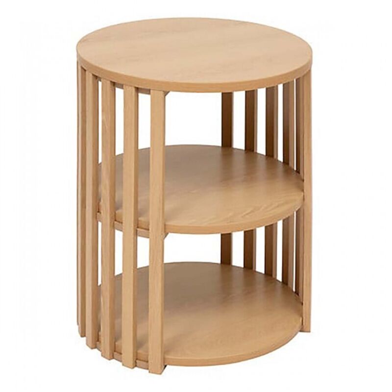 Table D'appoint ronde avec étagère, coloris beige - Longueur 40 x Profondeur 40 x Hauteur 48 cm. Table D'appoint ronde avec étagère, coloris beige - Longueur 40 x Profondeur 40 x Hauteur 48 cm.