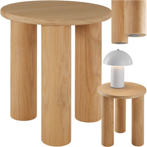 Table d'appoint ronde avec pieds en bois massif 40 x 45,5 cm