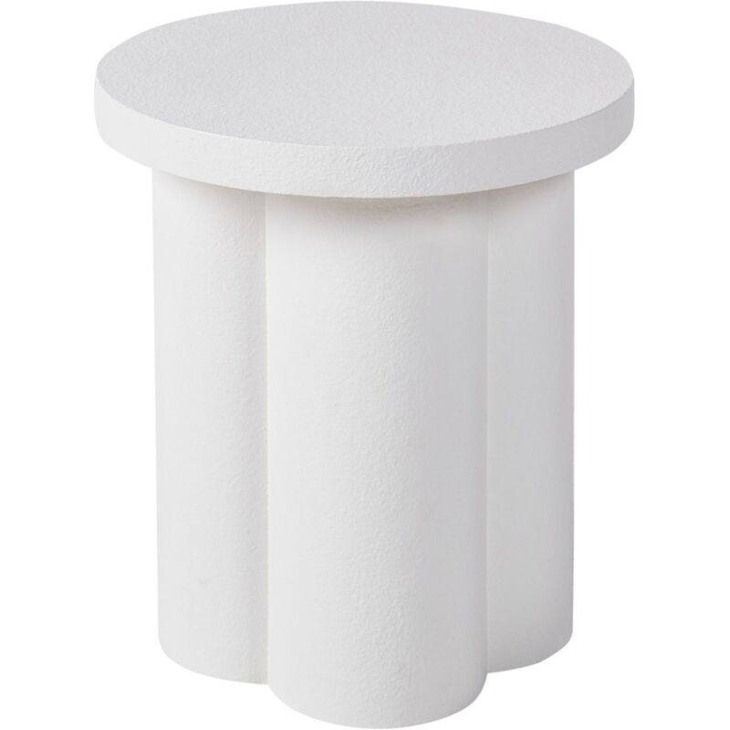Table d'Appoint Ronde Base Asymétrique Design Traditionnel Scandinave mdf Blanc Adel