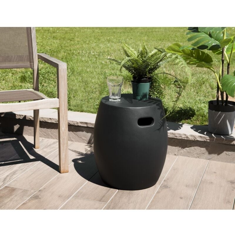 Macabane - hans - Table d'appoint de jardin ronde béton 43x43 cm noir