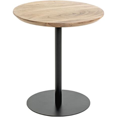 Table d'appoint ronde coloris chêne naturel et pied en métal Noir - diamètre 40 x Hauteur 45 cm