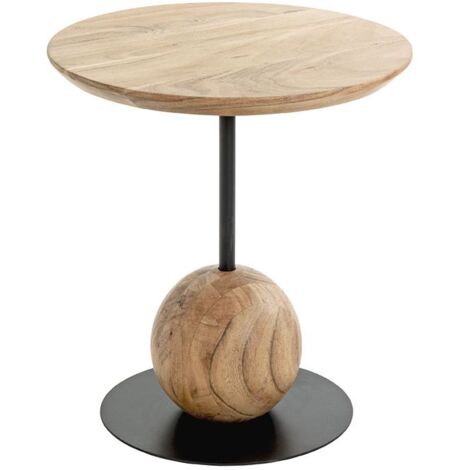 Table d'appoint ronde coloris chêne naturel pied en métal Noir - diamètre 40 x Hauteur 45 cm