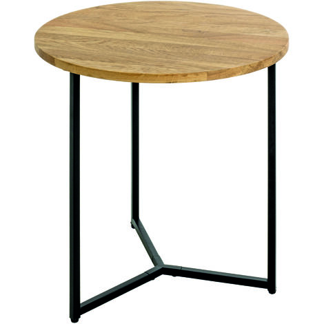 Table d'appoint ronde coloris noir-chêne - diamètre 50 x Hauteur 52 cm