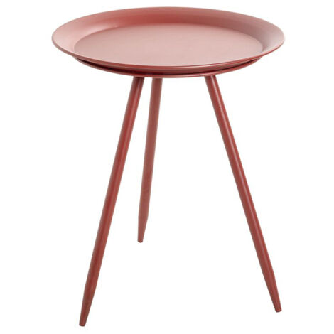 Table d'appoint ronde coloris rouge en métal laqué -diamètre 38 x hauteur 47 cm