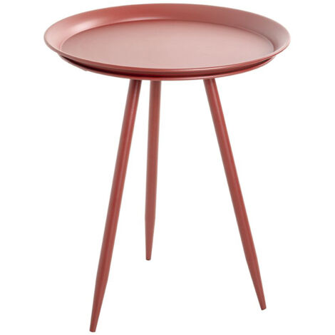Table d'appoint ronde coloris rouge en métal laqué -diamètre 44 x hauteur 54 cm