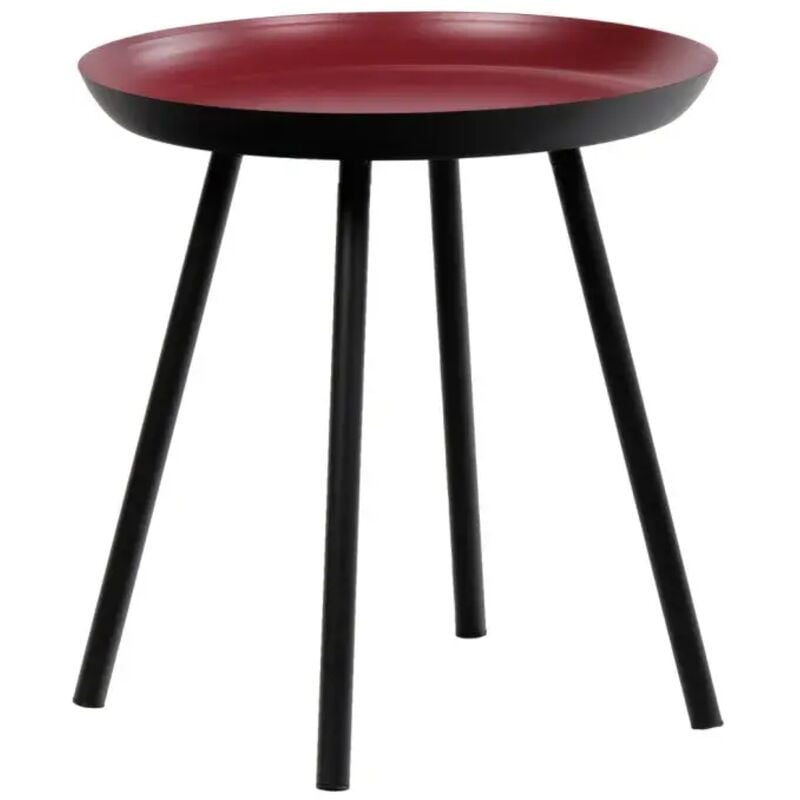 Table d'appoint ronde d. 38 cm métal rouge et pieds noirs - lak 8969