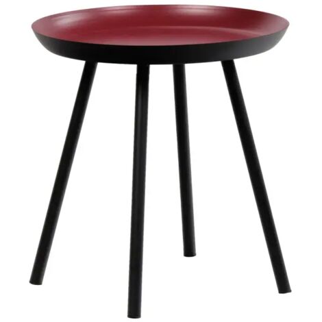 Table d'appoint ronde D. 38 cm métal rouge et pieds noirs - LAK 8969