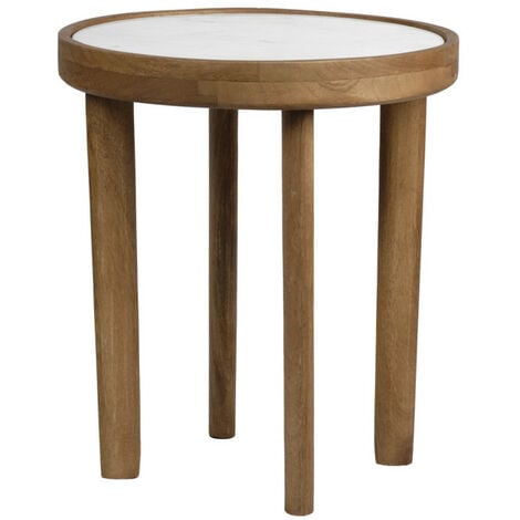 Table d'appoint ronde plaquée en bois massif 40 cm de diamètre MOLENE