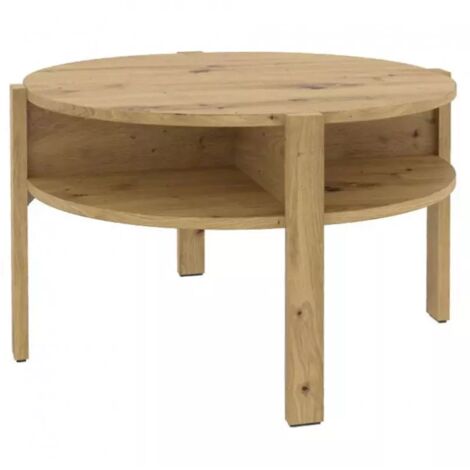 Table d'appoint ronde D. 74 cm rangements décor bois rustique - ROZALY