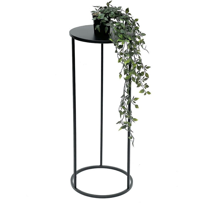 Dandibo - Table d'appoint ronde en métal noir pour plantes, 70 cm, modèle 96316 l, colonne de fleurs moderne, support de plantes, tabouret de plantes.
