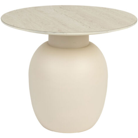 Table d'appoint ronde effet travertin ø50cm - Beige - Karula