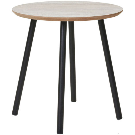 Table d'appoint ronde effet travertin et métal ø40cm - Beige - Aalst