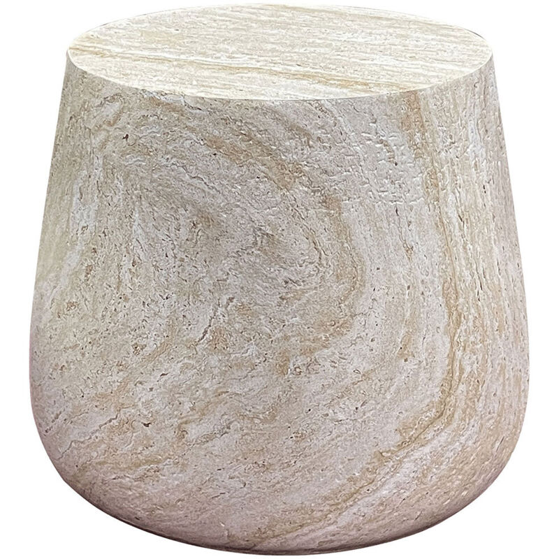 House Nordic - Table d'appoint ronde 47,5x41 cm en effet travertin beige