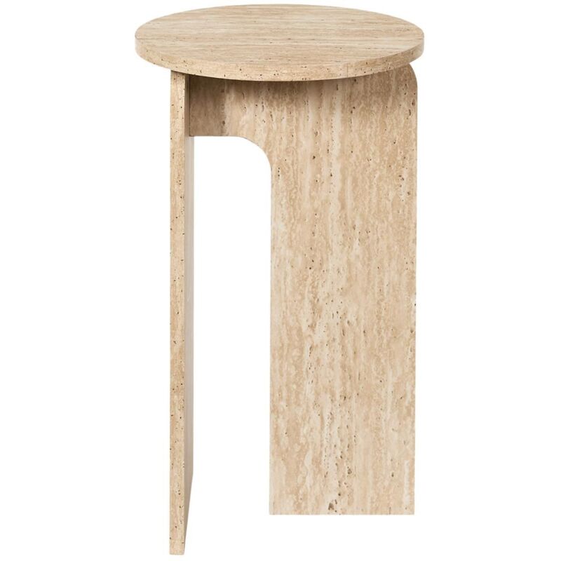Table d'appoint ronde effet travertin PIETRA