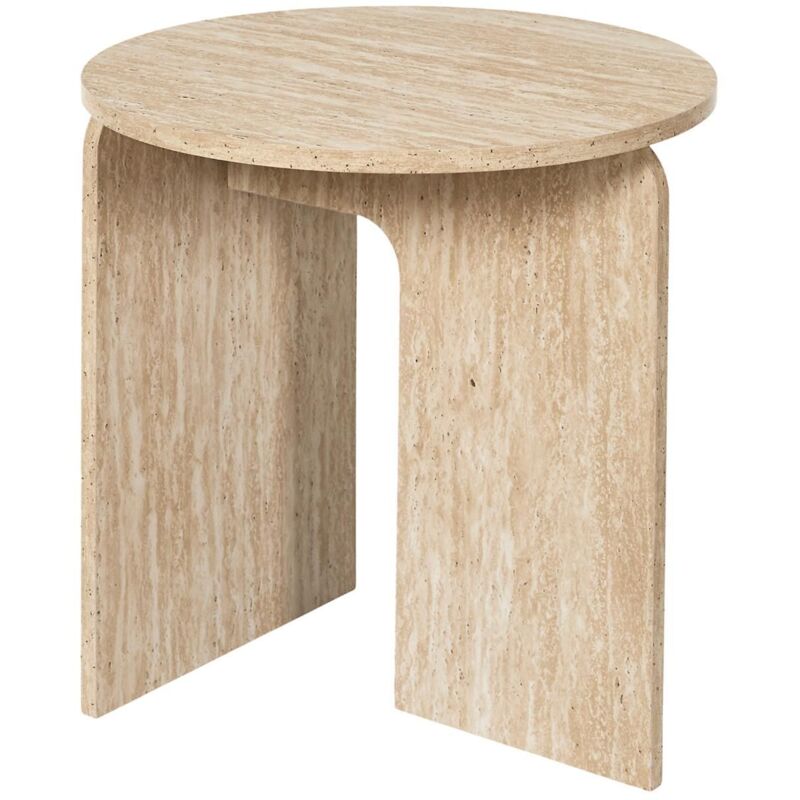 Table d'appoint ronde effet travertin PIETRA