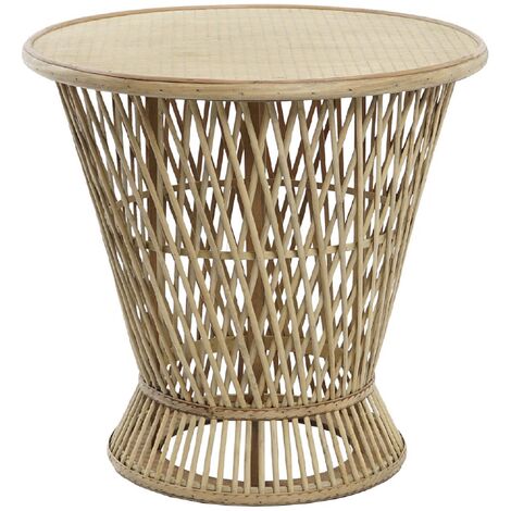 Table d'appoint ronde en bambou coloris naturel - Diamètre 60 x Hauteur 52 cm -PEGANE-