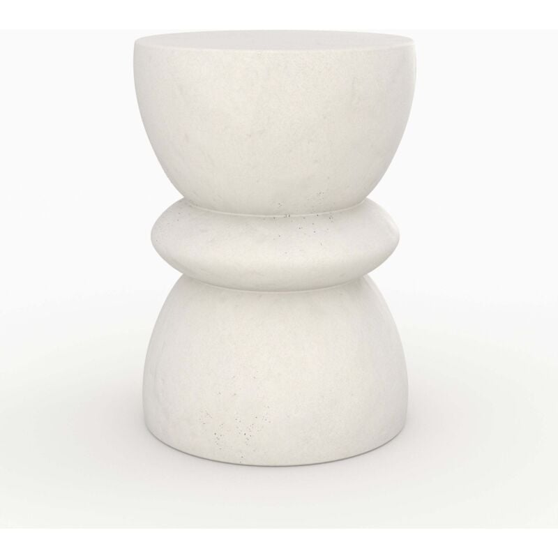 Table d'appoint ronde en béton blanc D35 cm - maupiti