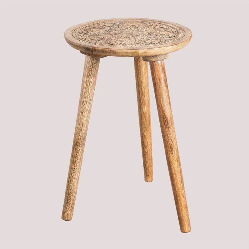 Sklum - Table d'appoint ronde en bois de manguier (Ø30 cm) Nanup