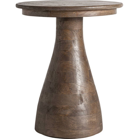 Table d'appoint ronde en bois de manguier style contemporain - Brun bois de manguier naturel