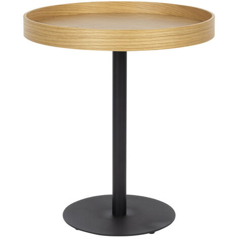 Table d'appoint ronde en bois et métal ø45cm - Bois clair - YURI