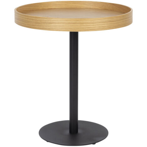 Table d'appoint ronde en bois et métal ø45cm - Bois clair - YURI