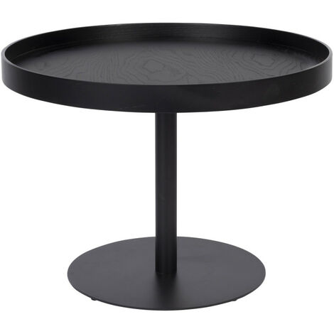 Table d'appoint ronde en bois et métal ø56cm - Noir - YURI