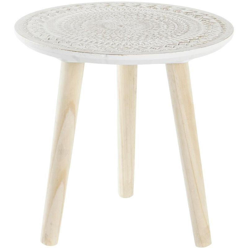 Pegane - Table d'appoint ronde en mdf coloris blanc - diamètre 30 x hauteur 31 cm Pegane - Table d'appoint ronde en mdf coloris blanc - diamètre 30 x hauteur 31 cm