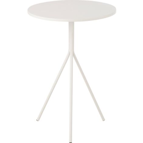 Table d'appoint ronde en métal blanc élégante pour salon moderne - Blanc mat élégant